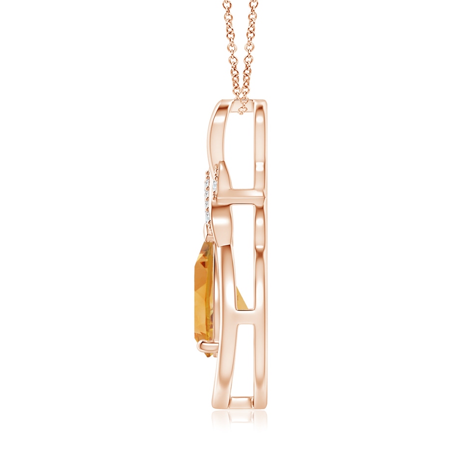 9x7mm A Citrine Infinity Pendant with Diamond 'X' Motif in 18K Rose Gold side 199
