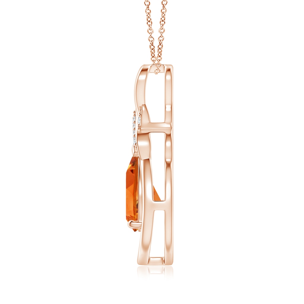 9x7mm AAAA Citrine Infinity Pendant with Diamond 'X' Motif in Rose Gold - side 199