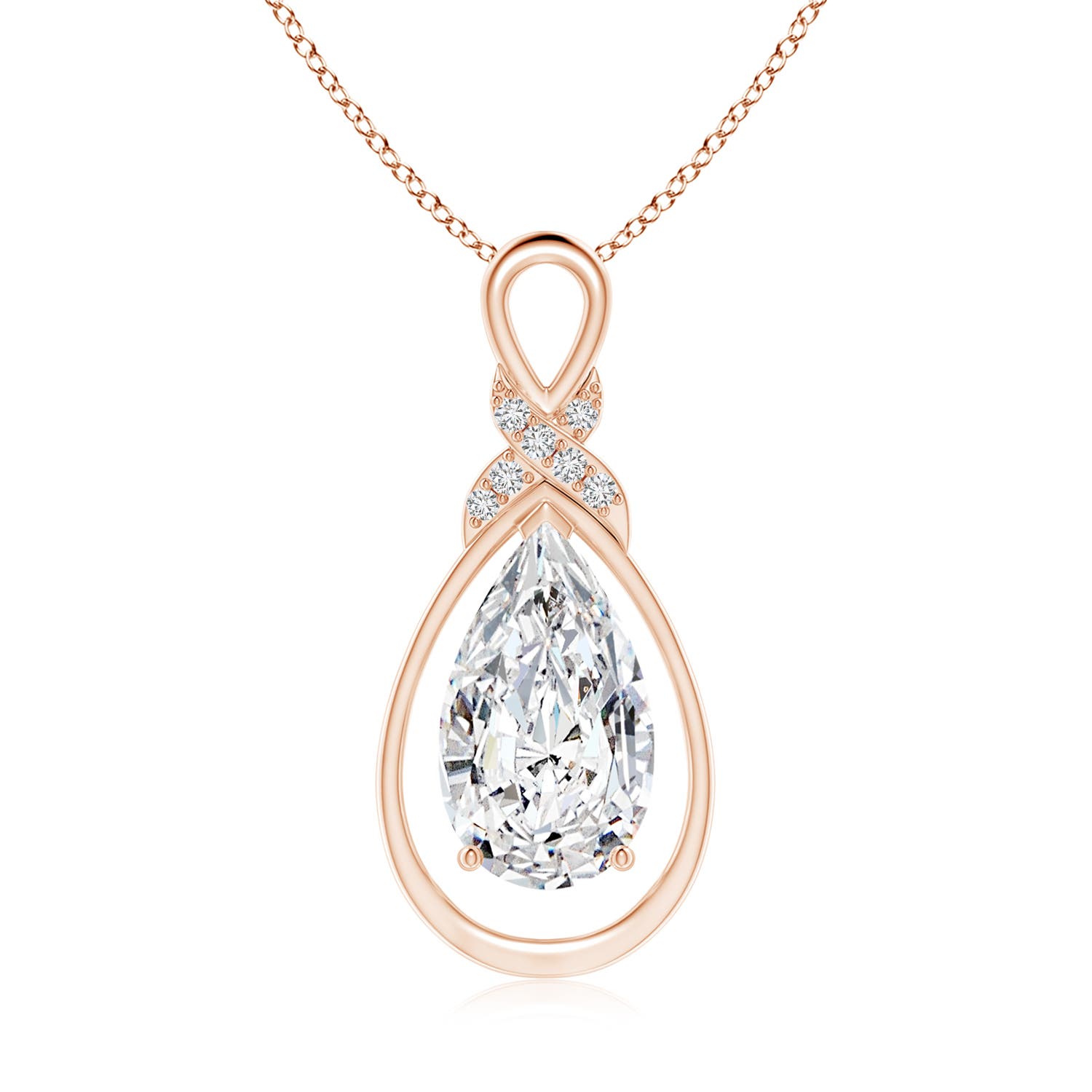 Angara 4.06 CTW Diamond Infinity Pendant with X Motif in 18K Rose Gold