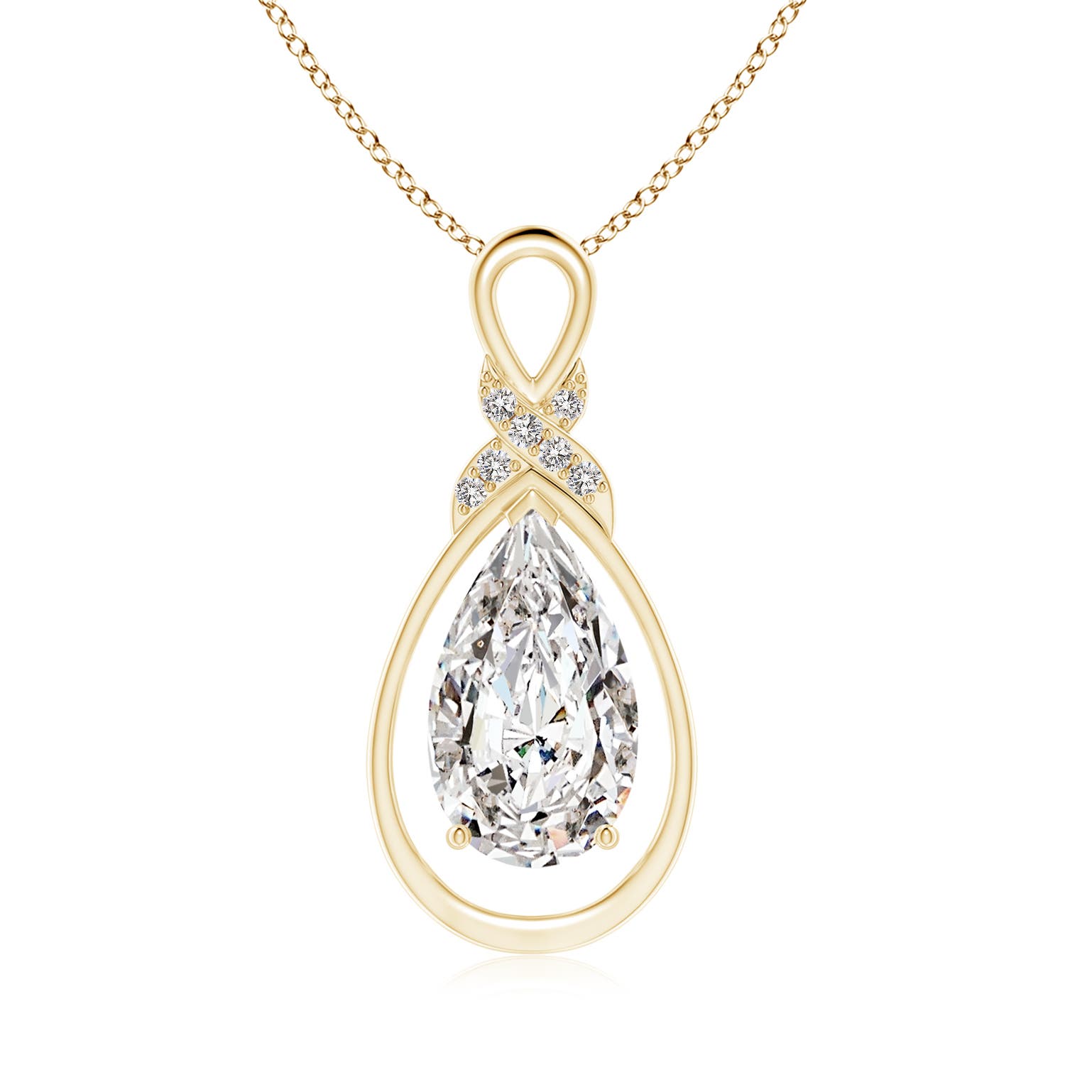 Angara 4.06 CTW Diamond Infinity Pendant with X Motif in 14K Yellow Gold