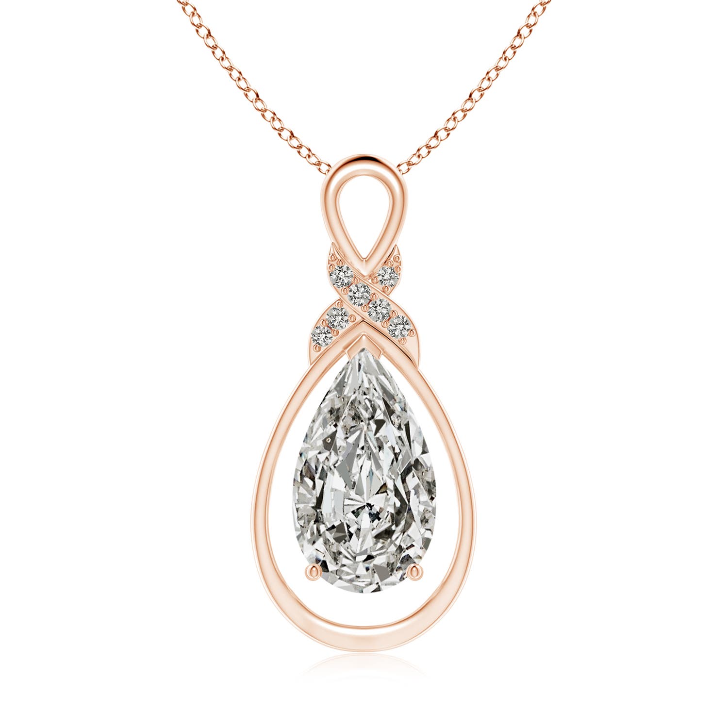 Angara 4.06 CTW Diamond Infinity Pendant with X Motif in 14K Rose Gold