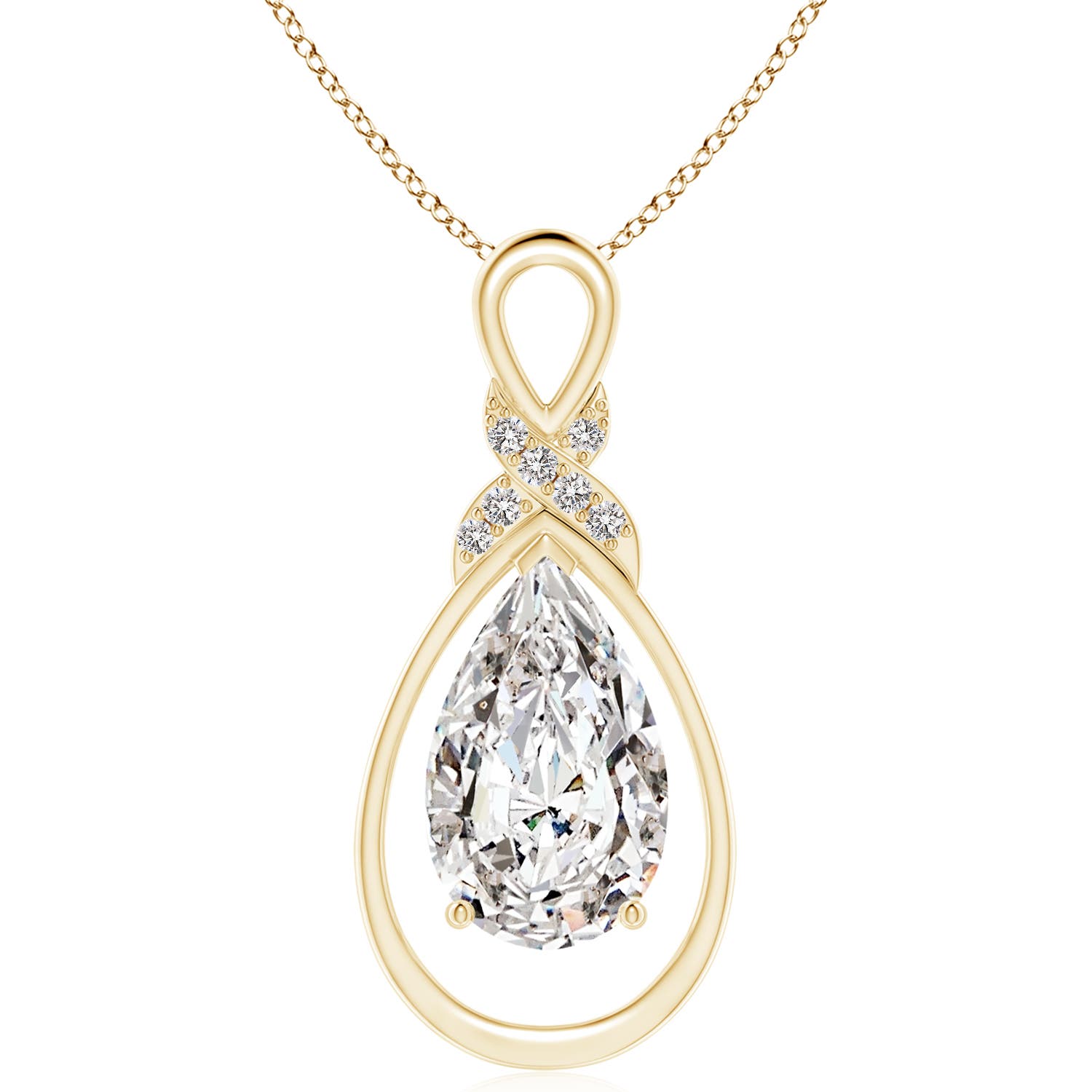Angara 5.07 CTW Diamond Infinity Pendant with X Motif in 18K Yellow Gold