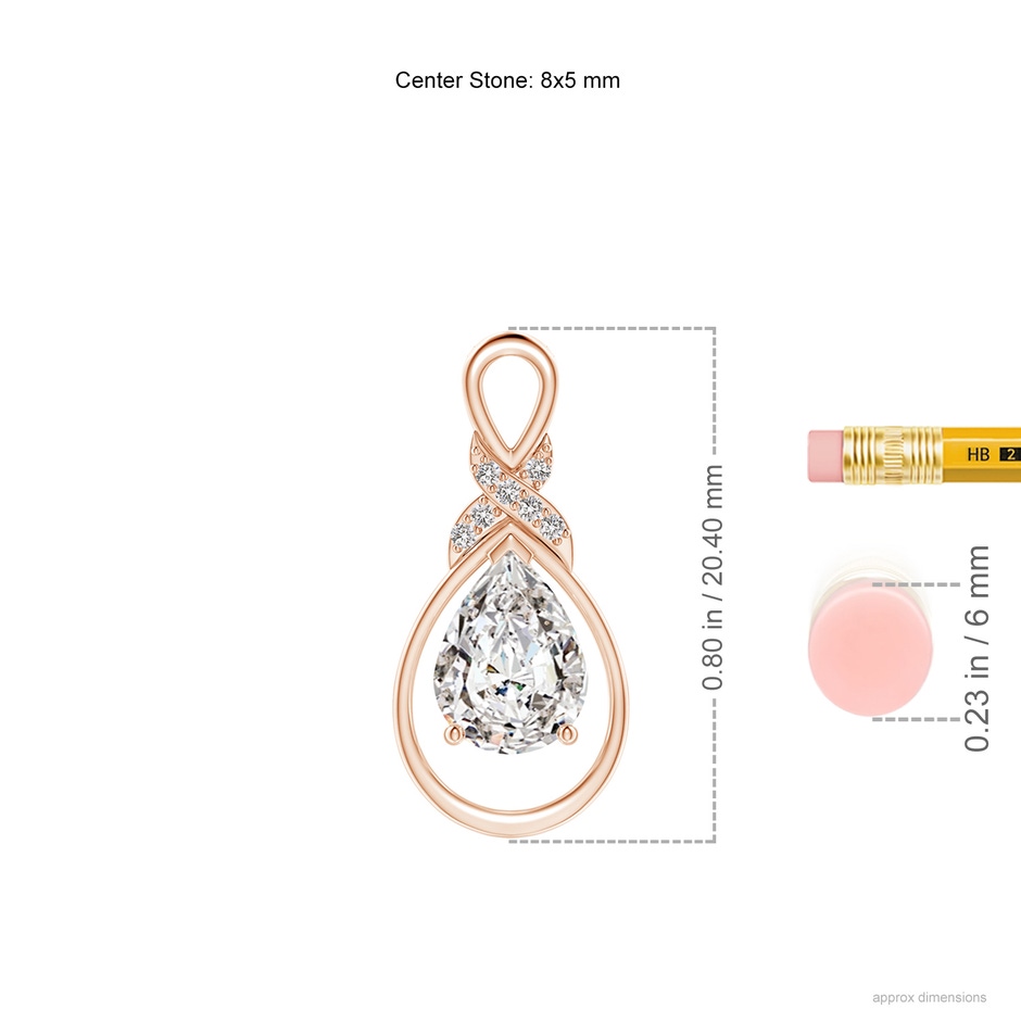 8x5mm IJI1I2 Diamond Infinity Pendant with X Motif in Rose Gold ruler