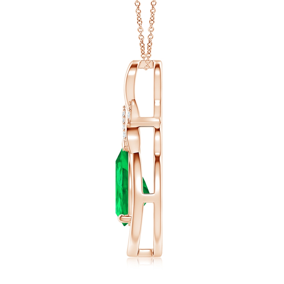 10x8mm AAA Emerald Infinity Pendant with Diamond 'X' Motif in Rose Gold side 199
