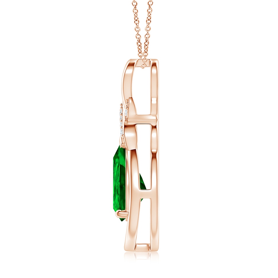10x8mm AAAA Emerald Infinity Pendant with Diamond 'X' Motif in Rose Gold side 199