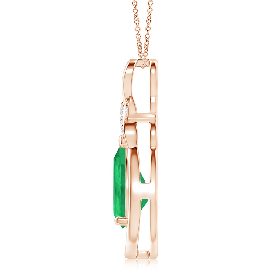12x10mm A Emerald Infinity Pendant with Diamond 'X' Motif in 18K Rose Gold side 199
