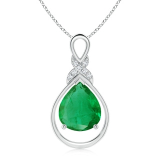 12x10mm AA Emerald Infinity Pendant with Diamond 'X' Motif in S999 Silver