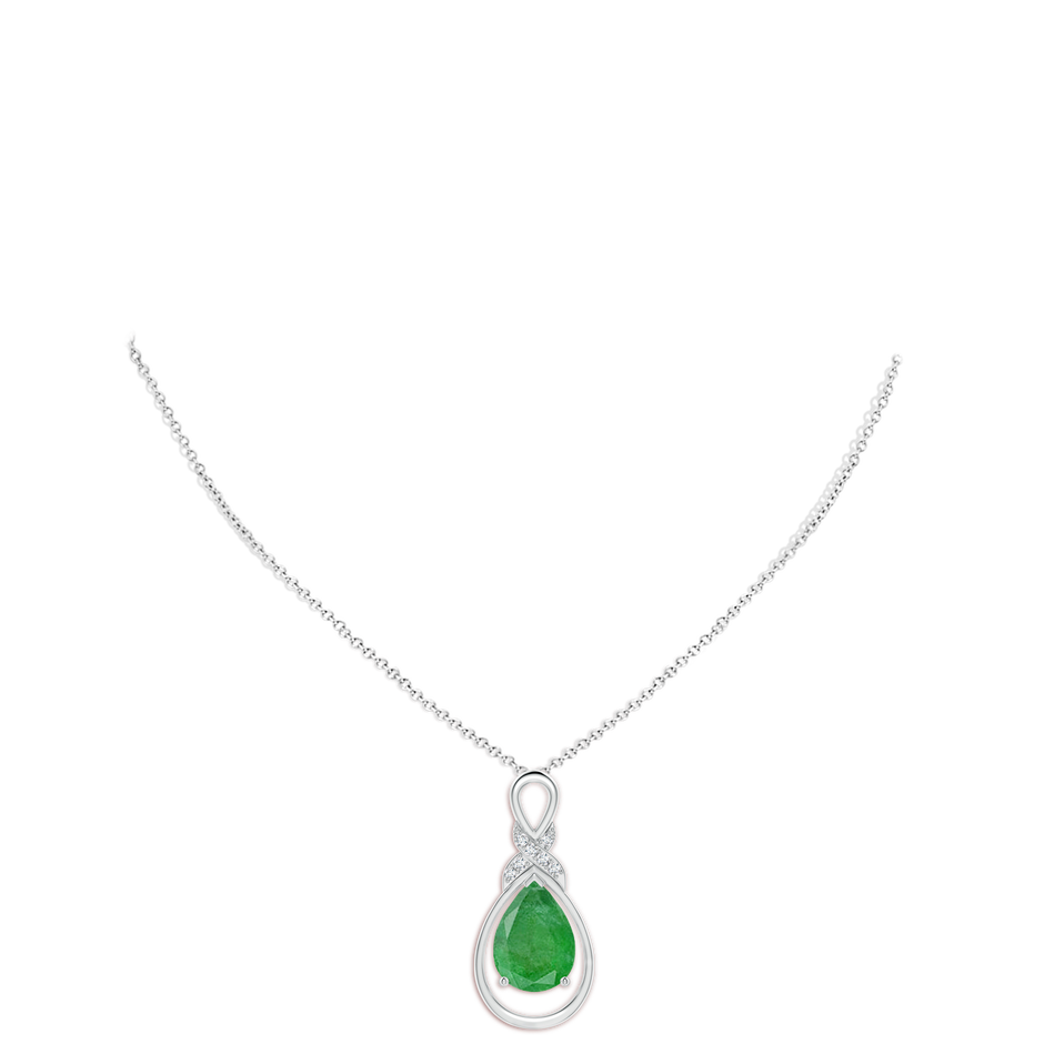 14x10mm A Emerald Infinity Pendant with Diamond 'X' Motif in S999 Silver pen