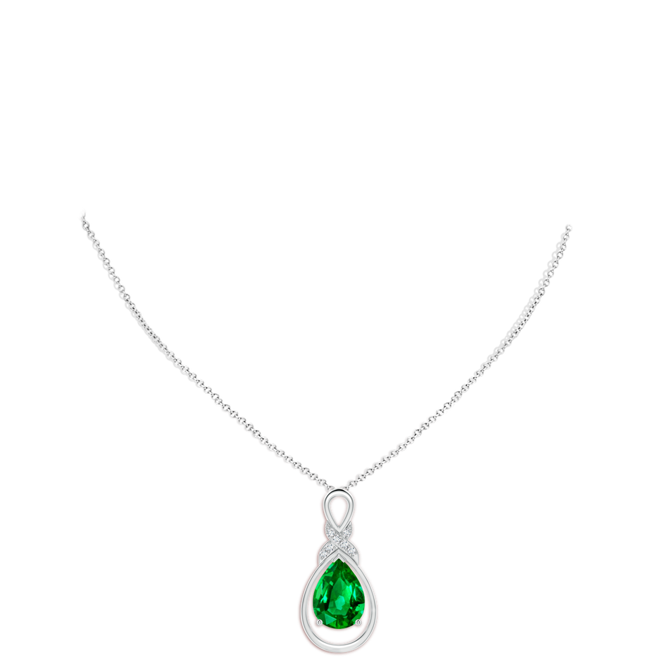 14x10mm AAAA Emerald Infinity Pendant with Diamond 'X' Motif in S999 Silver pen