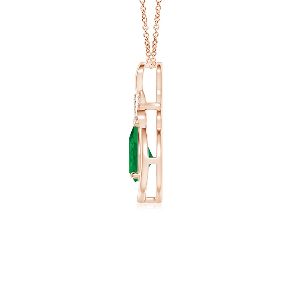 7x5mm AA Emerald Infinity Pendant with Diamond 'X' Motif in Rose Gold side 199