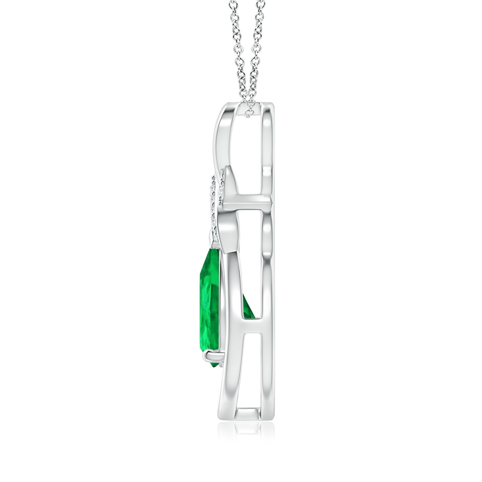 9x7mm AAA Emerald Infinity Pendant with Diamond 'X' Motif in S999 Silver side 199