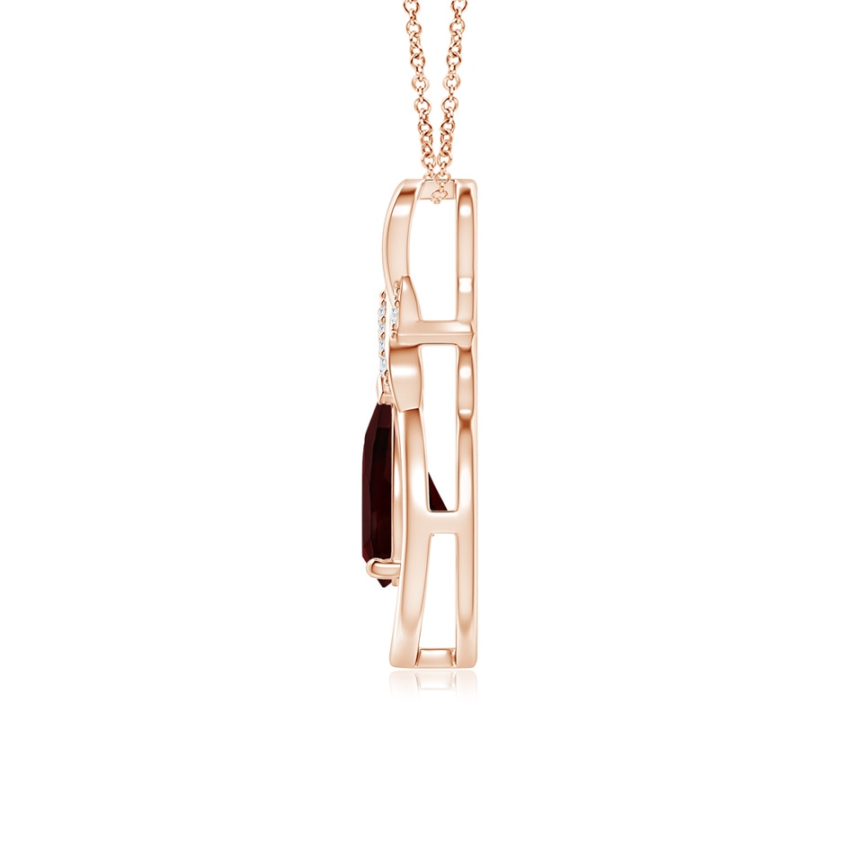 8x6mm A Garnet Infinity Pendant with Diamond 'X' Motif in 18K Rose Gold side 199