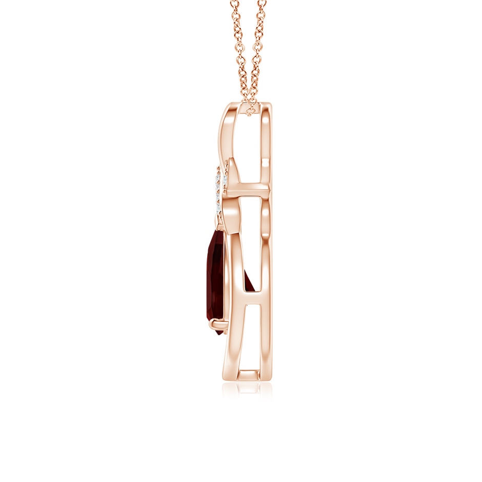8x6mm AA Garnet Infinity Pendant with Diamond 'X' Motif in 18K Rose Gold side 199