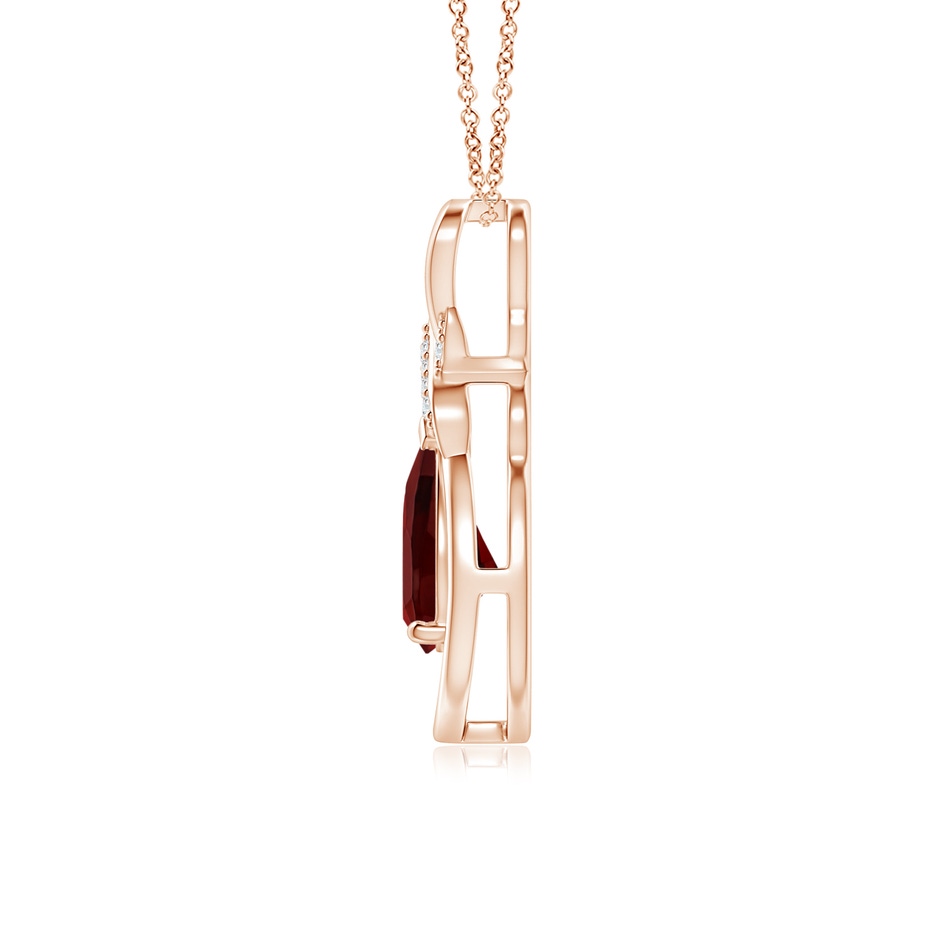 8x6mm AAA Garnet Infinity Pendant with Diamond 'X' Motif in 18K Rose Gold side 199