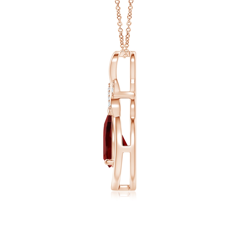 8x6mm AAAA Garnet Infinity Pendant with Diamond 'X' Motif in 18K Rose Gold side 199