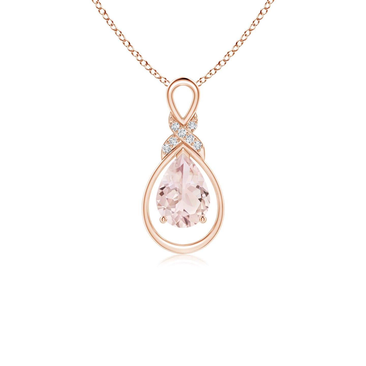 Morganite Infinity Pendant with Diamond 'X' Motif