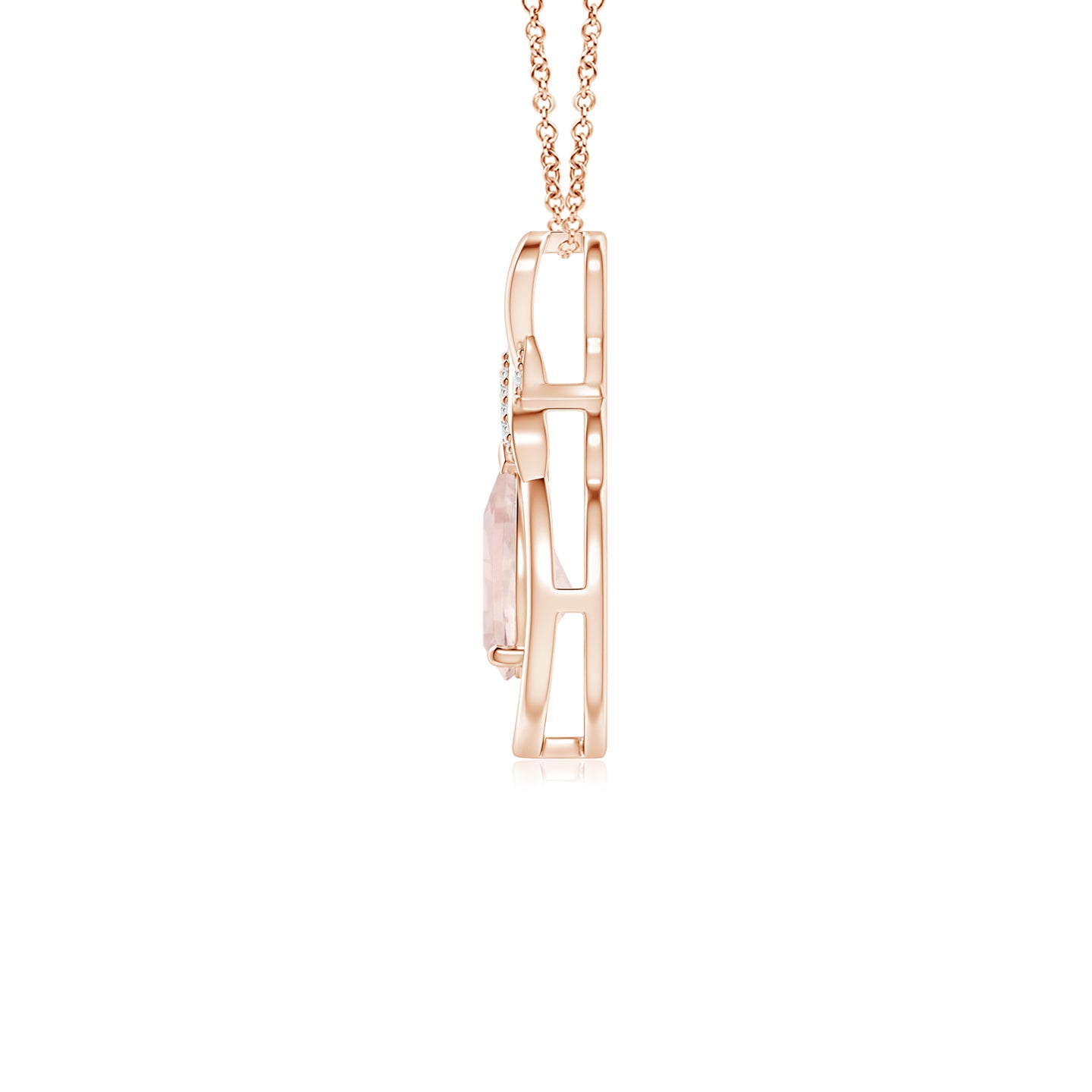 Morganite Infinity Pendant with Diamond 'X' Motif