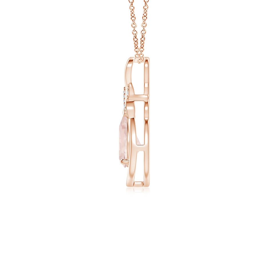 7x5mm A Morganite Infinity Pendant with Diamond 'X' Motif in Rose Gold side 199