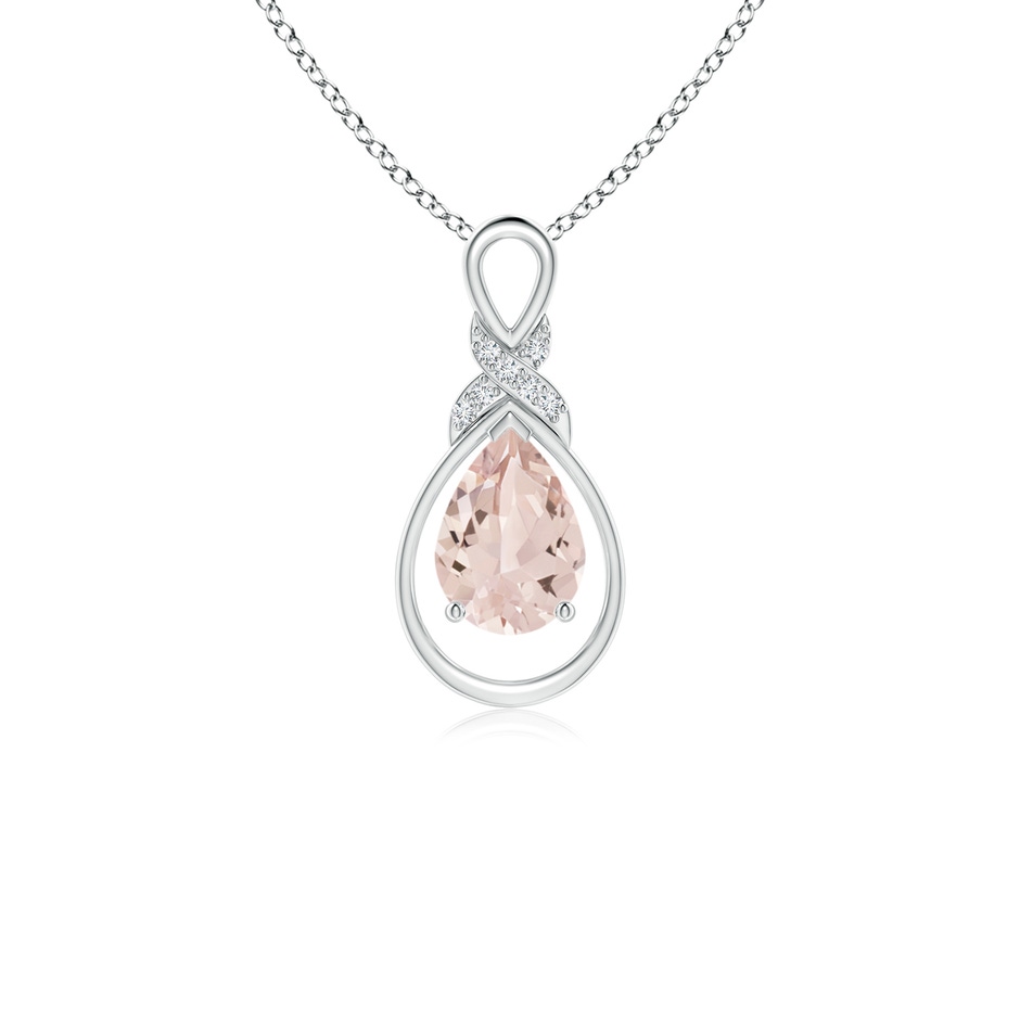 7x5mm AA Morganite Infinity Pendant with Diamond 'X' Motif in S999 Silver 