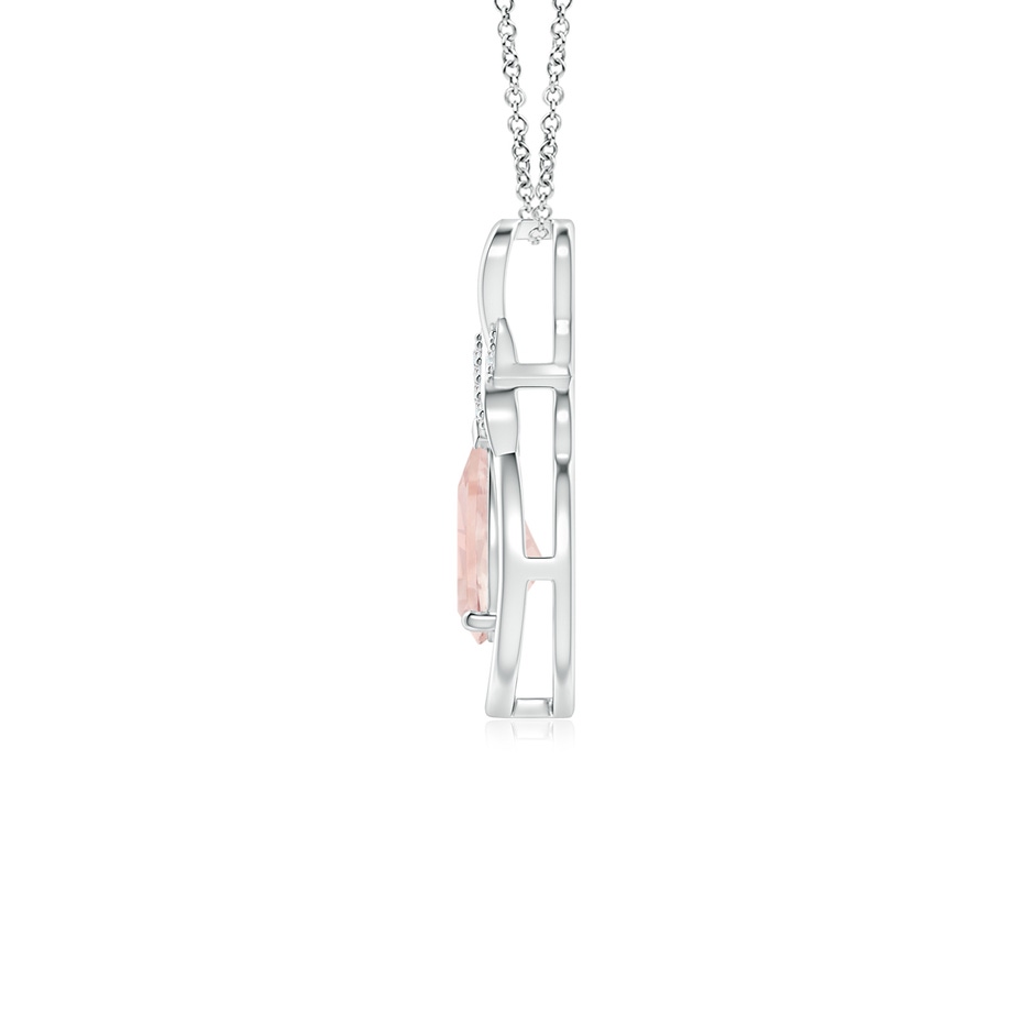 7x5mm AA Morganite Infinity Pendant with Diamond 'X' Motif in S999 Silver side 199