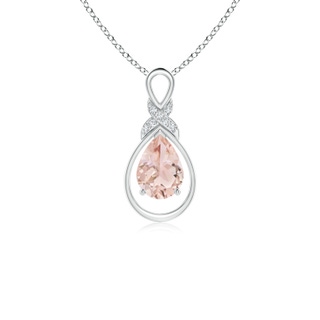 7x5mm AAA Morganite Infinity Pendant with Diamond 'X' Motif in White Gold