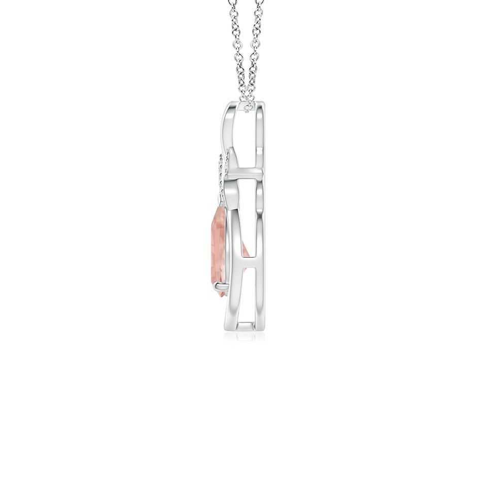 7x5mm AAAA Morganite Infinity Pendant with Diamond 'X' Motif in S999 Silver side 199