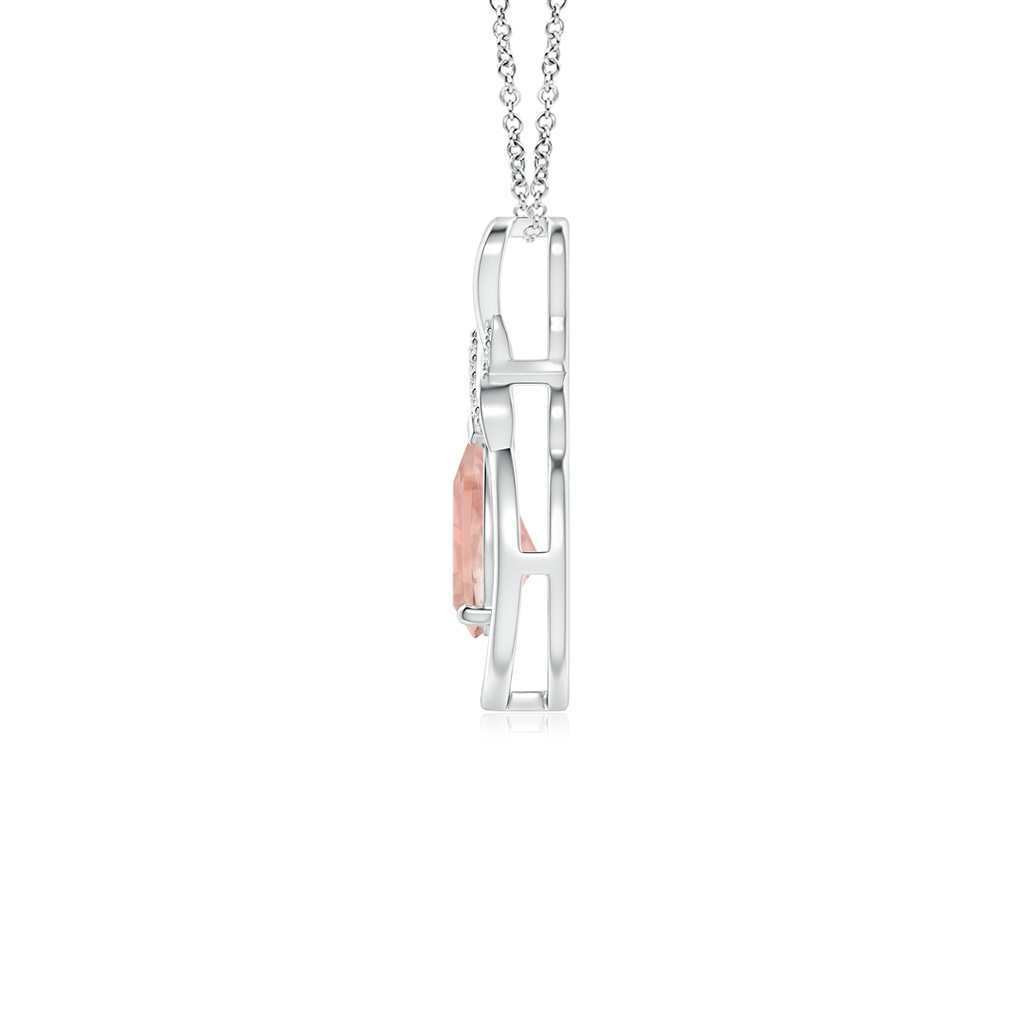 7x5mm AAAA Morganite Infinity Pendant with Diamond 'X' Motif in White Gold - side 199