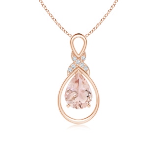 8x6mm AAA Morganite Infinity Pendant with Diamond 'X' Motif in Rose Gold