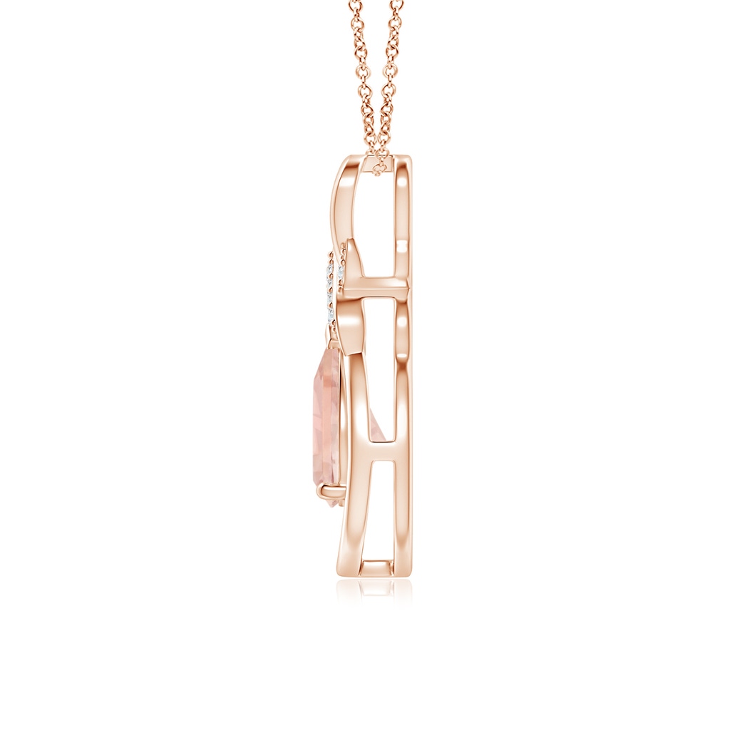 8x6mm AAA Morganite Infinity Pendant with Diamond 'X' Motif in Rose Gold - side 199
