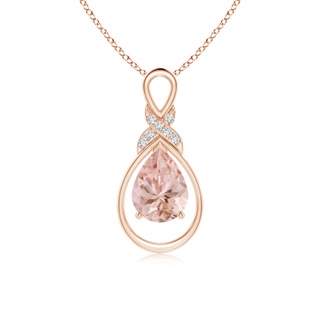 8x6mm AAAA Morganite Infinity Pendant with Diamond 'X' Motif in Rose Gold