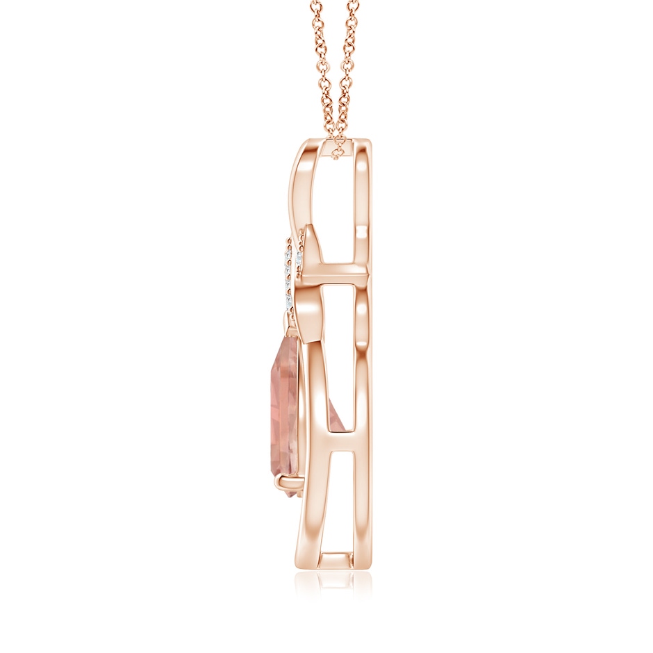9x7mm AAAA Morganite Infinity Pendant with Diamond 'X' Motif in Rose Gold side 199