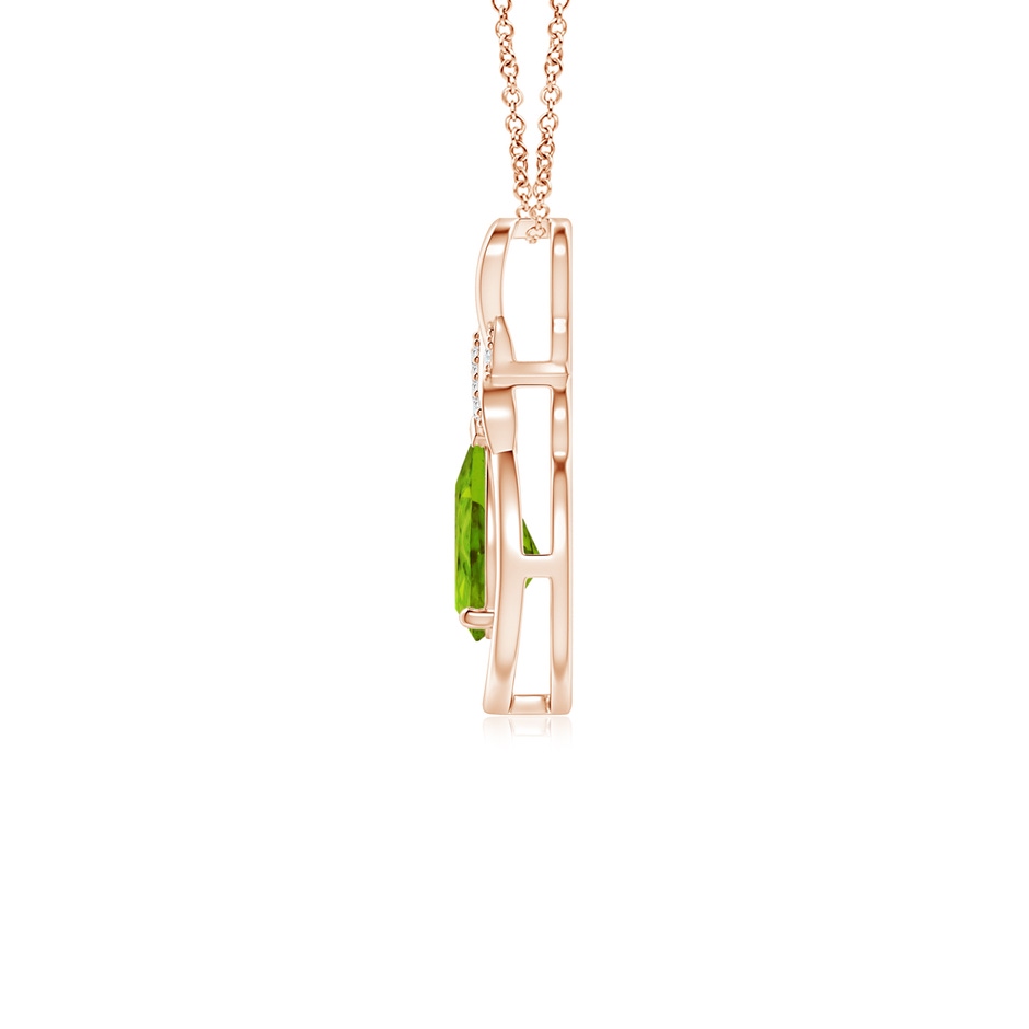 7x5mm AAAA Peridot Infinity Pendant with Diamond 'X' Motif in 9K Rose Gold side 199
