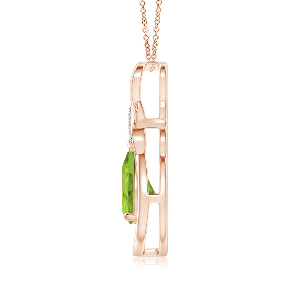 9x7mm AA Peridot Infinity Pendant with Diamond 'X' Motif in Rose Gold side 199