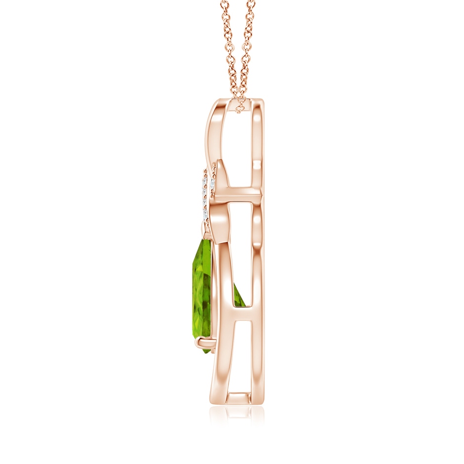 9x7mm AAAA Peridot Infinity Pendant with Diamond 'X' Motif in Rose Gold side 199