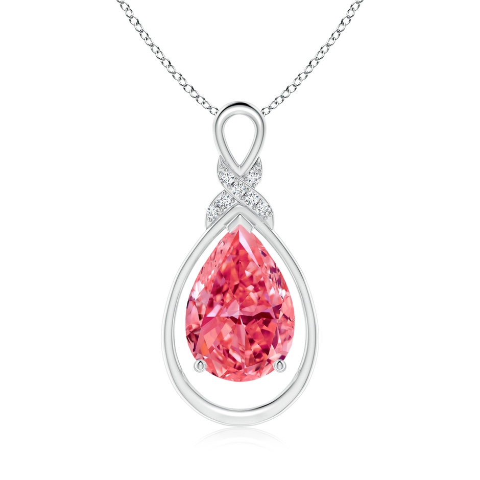 12x8mm AAAA Fancy Intense Pink Diamond Infinity Pendant with 'X' Motif in White Gold 