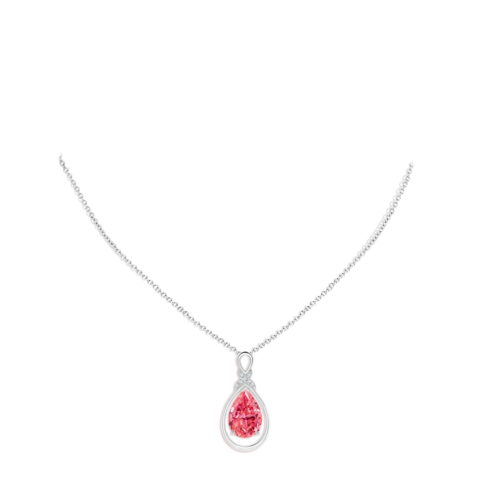 12x8mm AAAA Fancy Intense Pink Diamond Infinity Pendant with 'X' Motif in White Gold pen