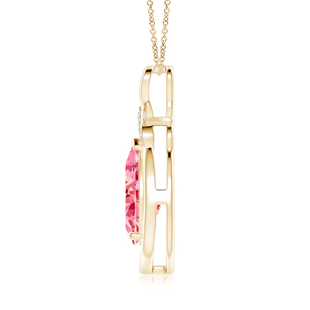 12x8mm AAAA Fancy Intense Pink Diamond Infinity Pendant with 'X' Motif in Yellow Gold - side 199