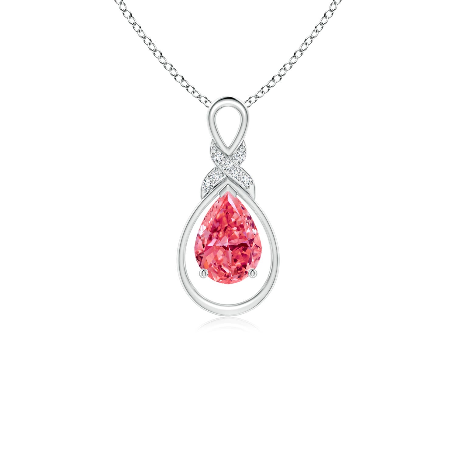 Angara 0.74 CTW Fancy Intense Pink Diamond Infinity Pendant with 'X' Motif in 18K White Gold