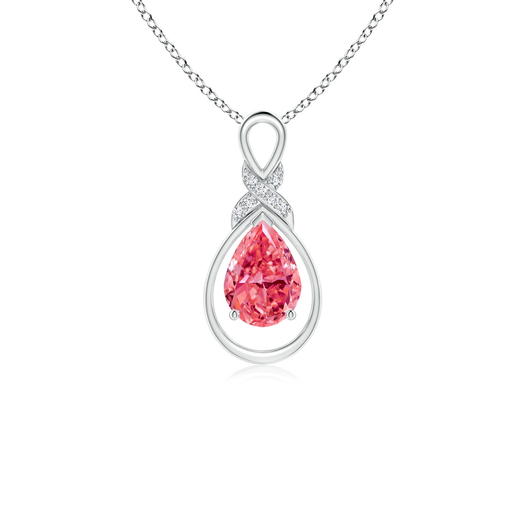 7x5mm AAAA Fancy Intense Pink Diamond Infinity Pendant with 'X' Motif in White Gold