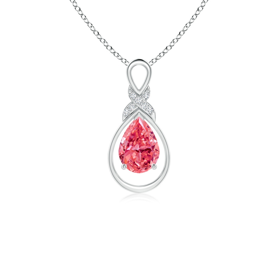 7x5mm AAAA Fancy Intense Pink Diamond Infinity Pendant with 'X' Motif in White Gold 