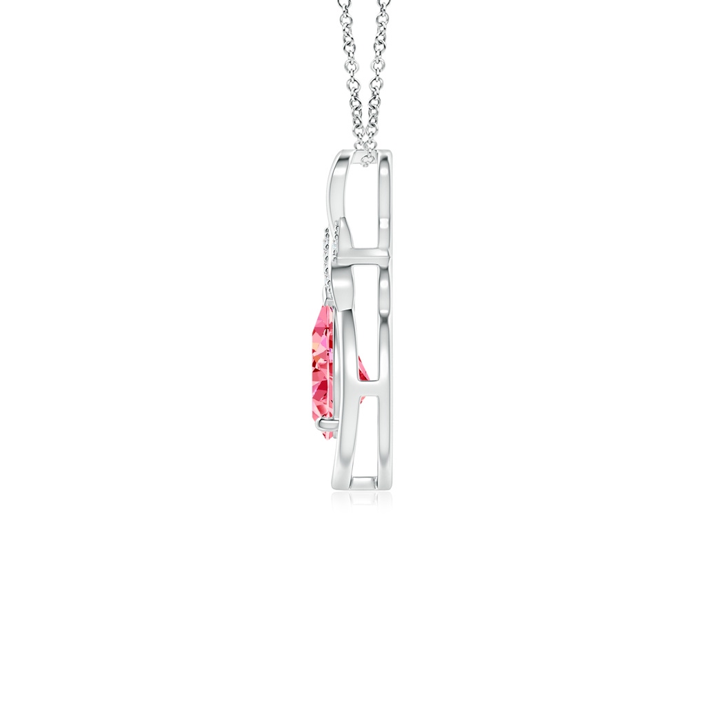 7x5mm AAAA Fancy Intense Pink Diamond Infinity Pendant with 'X' Motif in White Gold - side 199