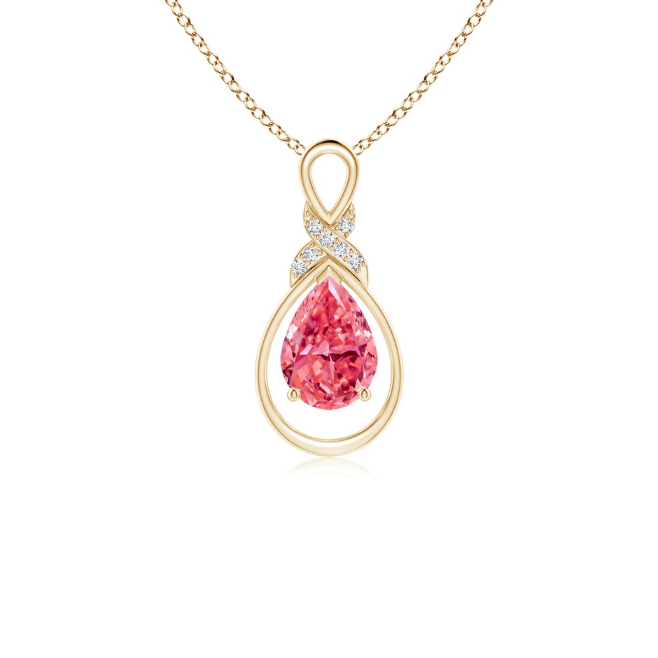 7x5mm AAAA Fancy Intense Pink Diamond Infinity Pendant with 'X' Motif in Yellow Gold 