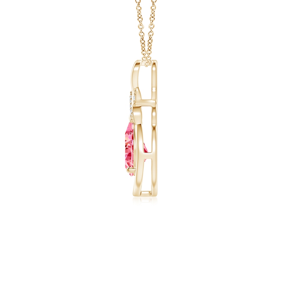 7x5mm AAAA Fancy Intense Pink Diamond Infinity Pendant with 'X' Motif in Yellow Gold side 199