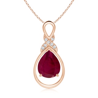 10x8mm A Ruby Infinity Pendant with Diamond 'X' Motif in Rose Gold