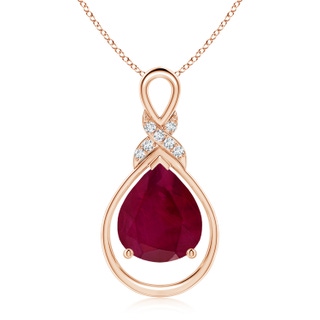 12x10mm A Ruby Infinity Pendant with Diamond 'X' Motif in Rose Gold