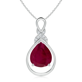 12x10mm A Ruby Infinity Pendant with Diamond 'X' Motif in S999 Silver
