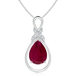 14x10mm A Ruby Infinity Pendant with Diamond 'X' Motif in S999 Silver