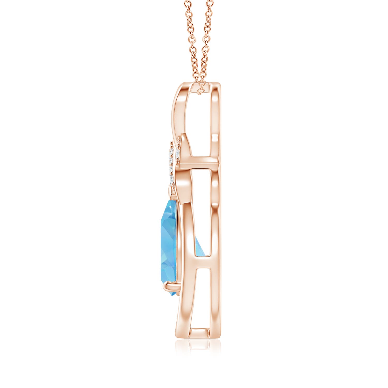 A - Swiss Blue Topaz / 1.94 CT / 14 KT Rose Gold