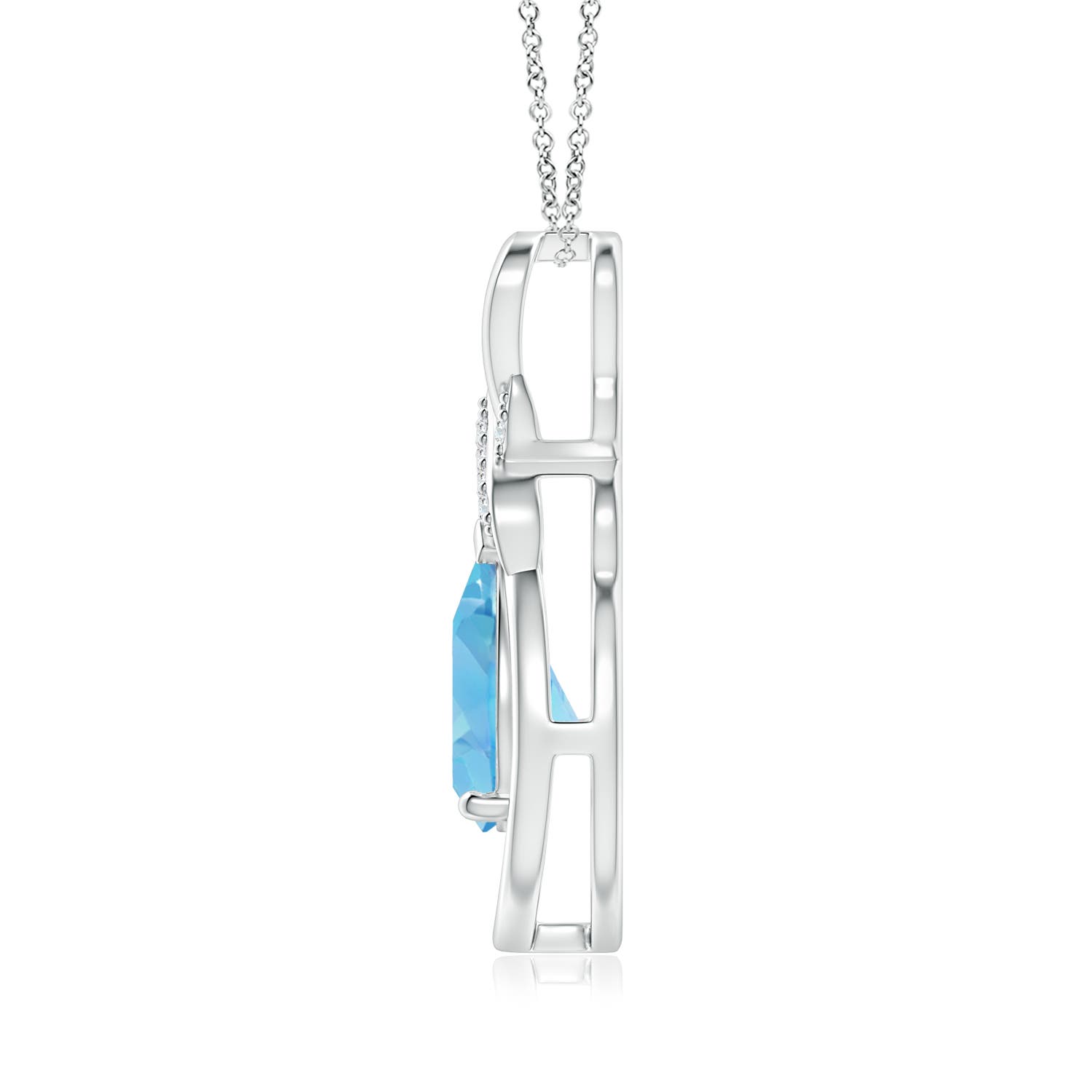 A - Swiss Blue Topaz / 1.94 CT / 14 KT White Gold