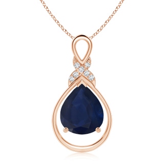 12x10mm A Sapphire Infinity Pendant with Diamond 'X' Motif in Rose Gold